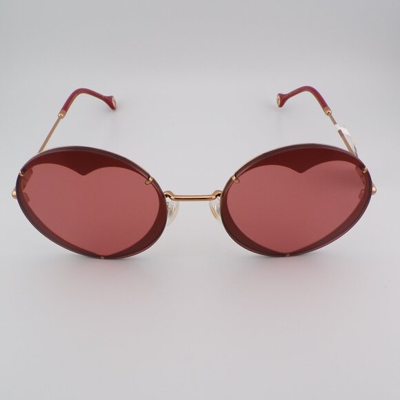 Carolina Herrera Heart Cut Out Shades, Round Rimless Stainless Steel Unique Y2K main image 13